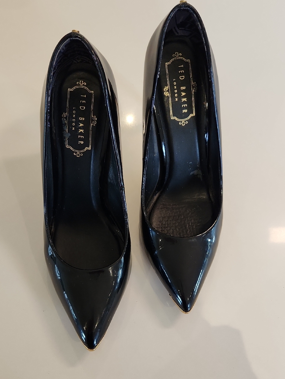 Ted Baker Black Patent Pointed Toe Pumps